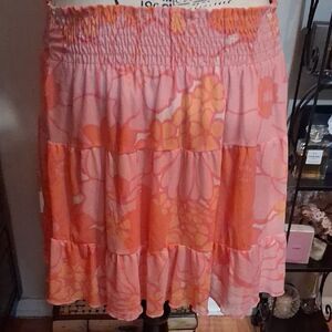 SHOW ME YOUR MUMU Floral Pink and Orange Women's Mini Skirt Small/ (Medium)